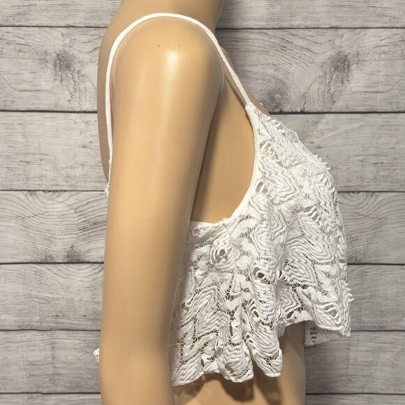 Charlotte Russe white lace ruffled crop top Size S Y2K FairyCore - Picture 3 of 7